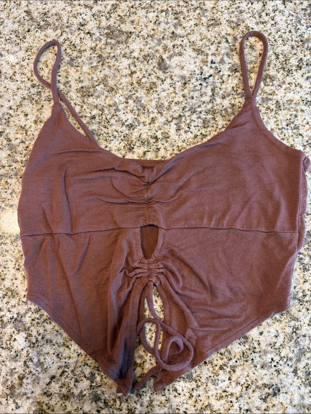 Women's Brown Ruched Front Cami Bodysuit